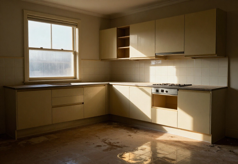 Sanitised and dry kitchen in Putney after restoration